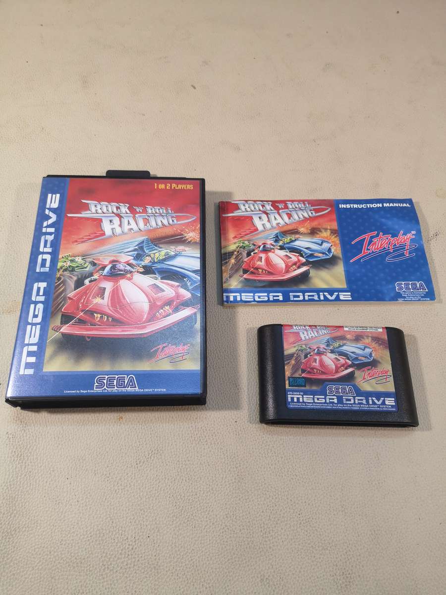 Amazing!!! Vintage Sega Mega Drive Rock n' Roll Racing Game Complete Like New in Box
