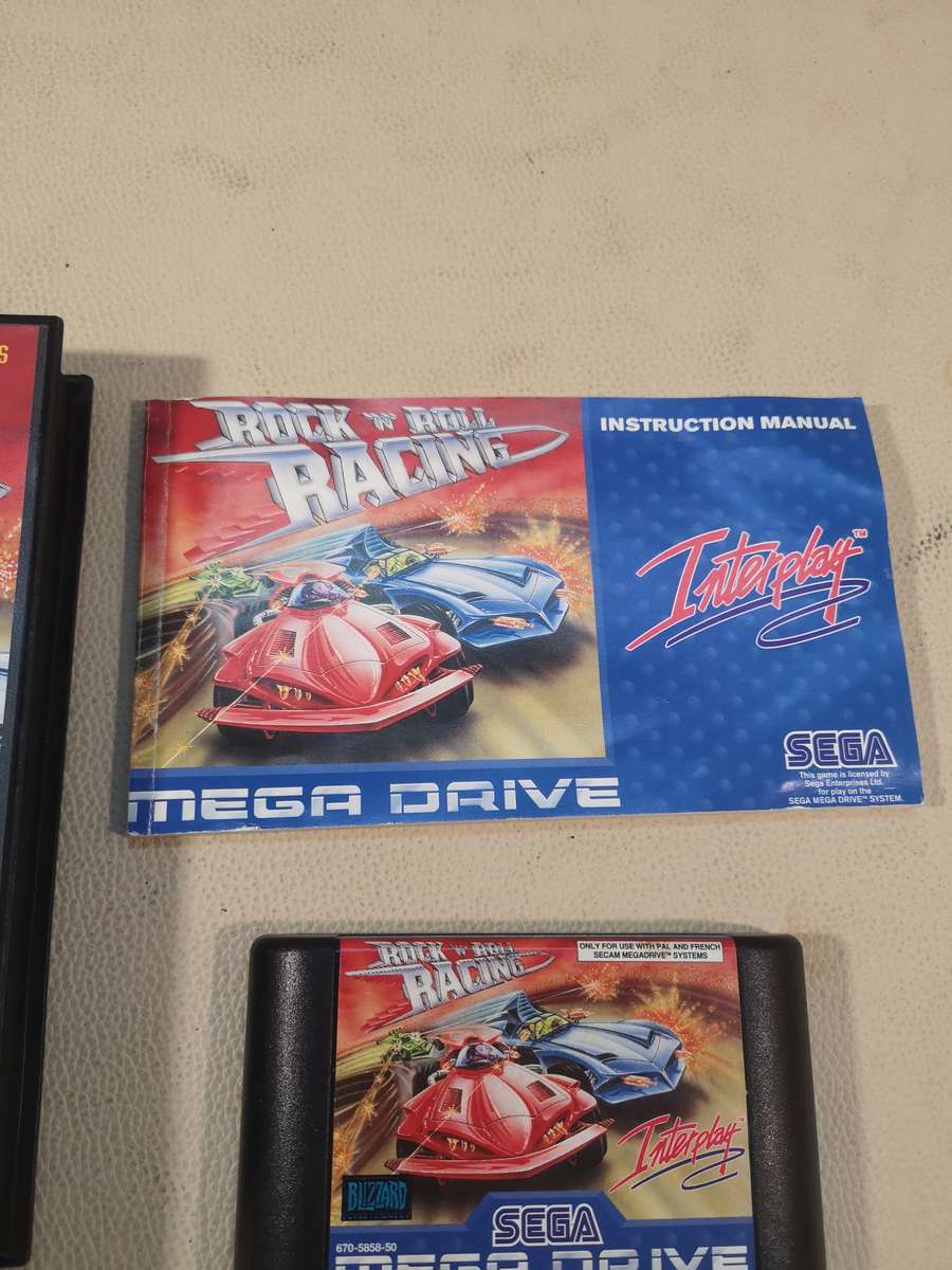 Amazing!!! Vintage Sega Mega Drive Rock n' Roll Racing Game Complete Like New in Box