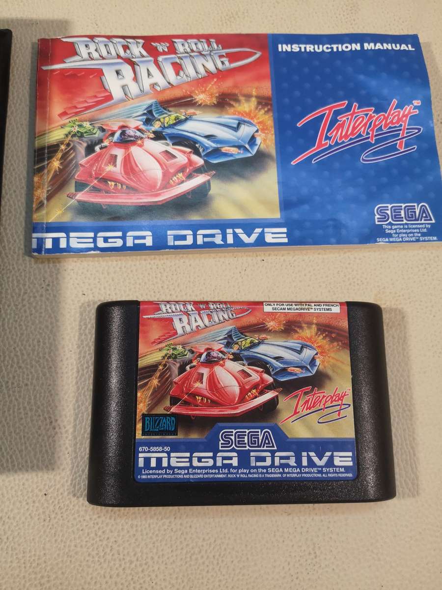 Amazing!!! Vintage Sega Mega Drive Rock n' Roll Racing Game Complete Like New in Box