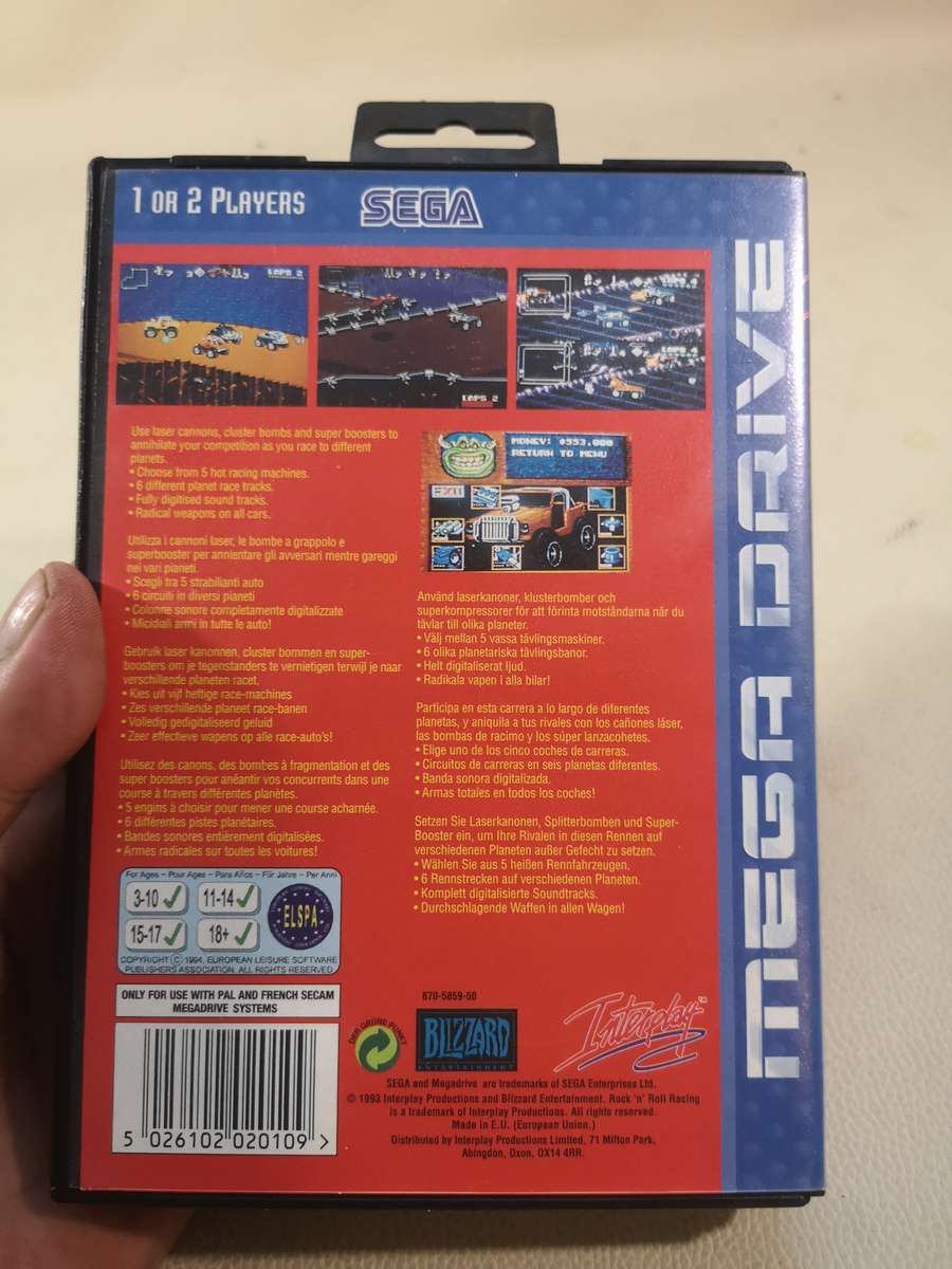 Amazing!!! Vintage Sega Mega Drive Rock n' Roll Racing Game Complete Like New in Box