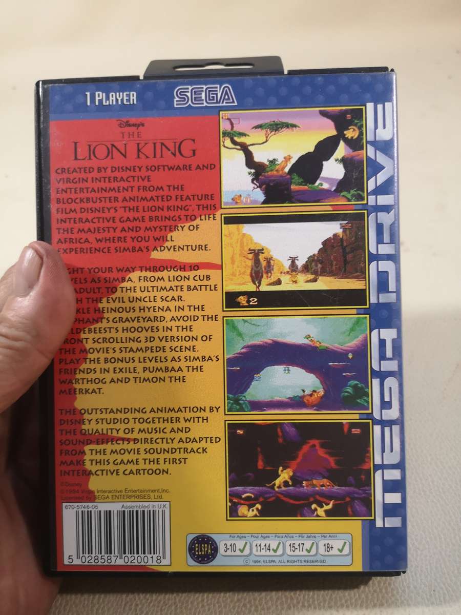 Amazing!!! Vintage Sega Mega Drive The Lion King Game Complete Like New in Box