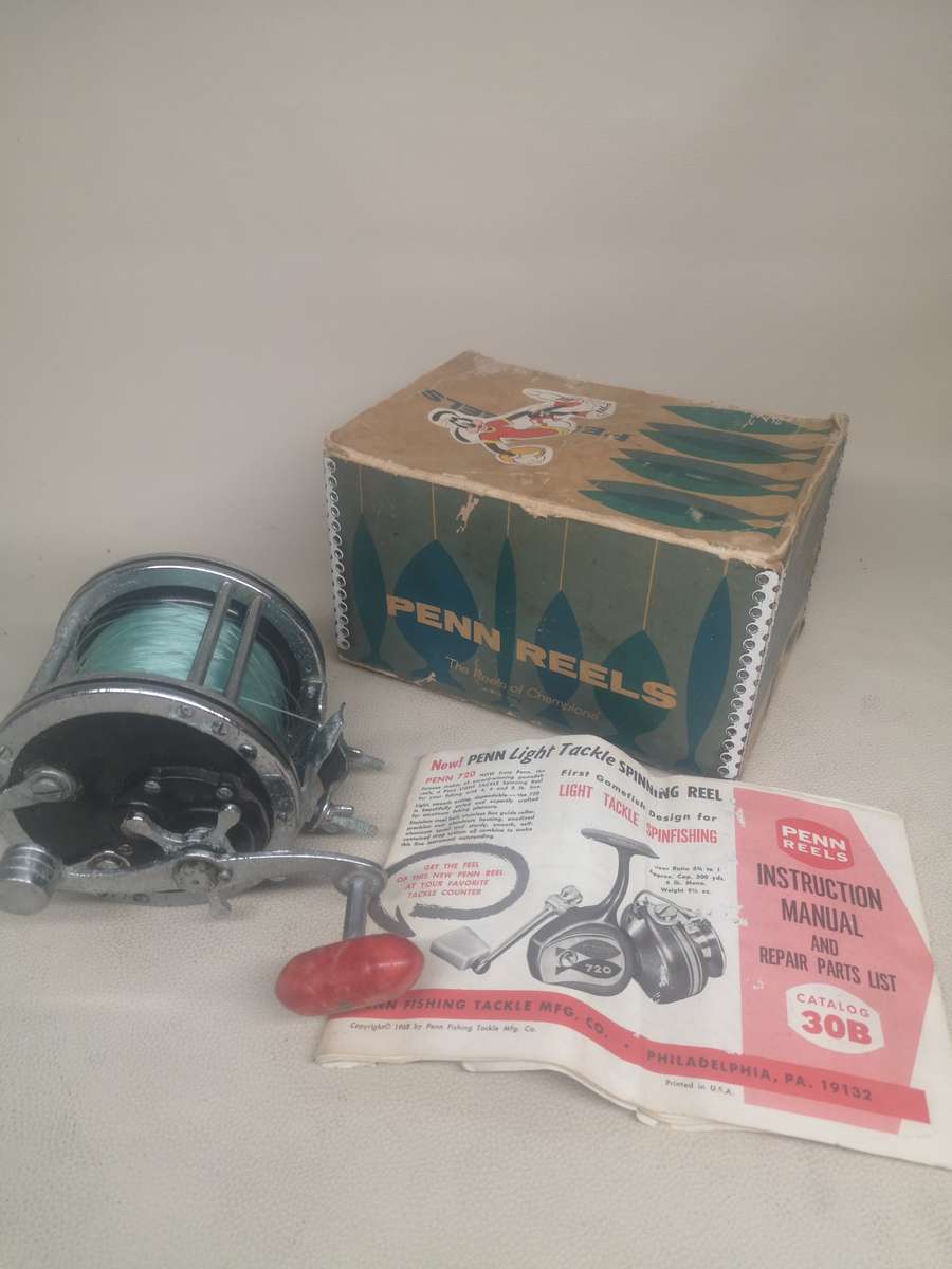 Vintage Penn No. 49 Deep Sea fishing reel with Original Box and Manual