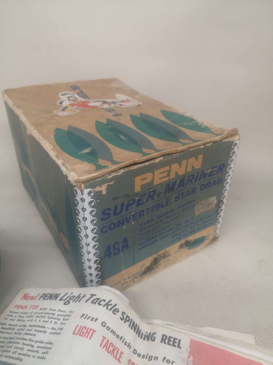 Vintage Penn No. 49 Deep Sea fishing reel with Original Box and Manual