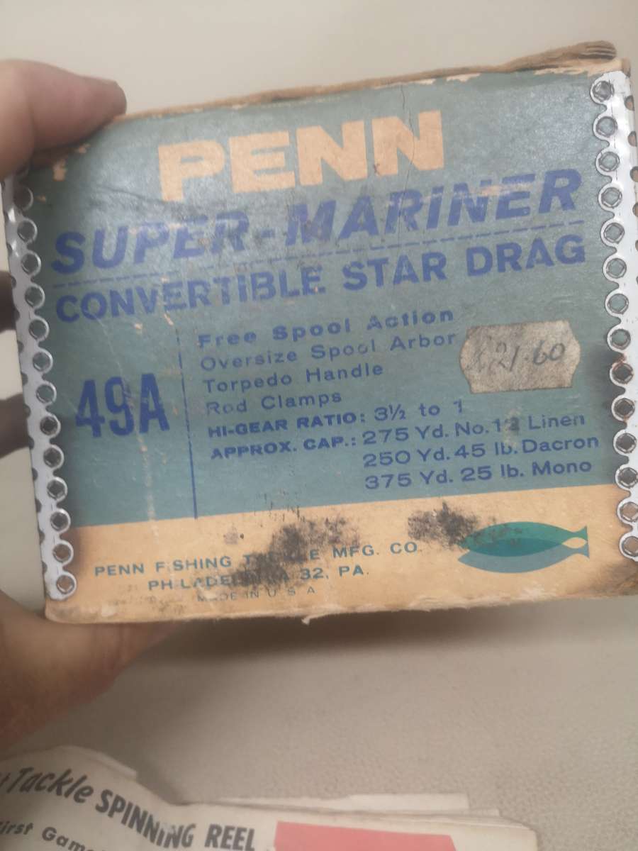 Vintage Penn No. 49 Deep Sea fishing reel with Original Box and Manual