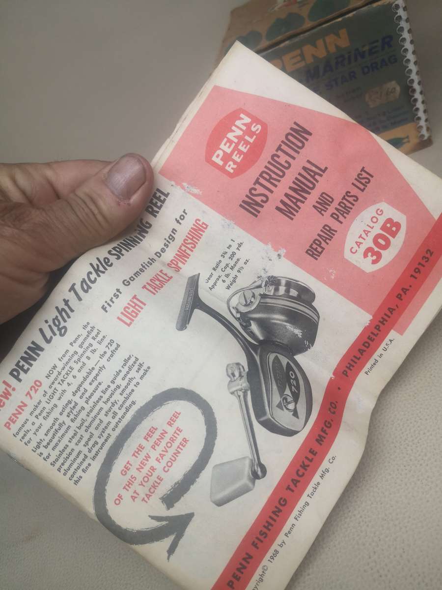 Vintage Penn No. 49 Deep Sea fishing reel with Original Box and Manual