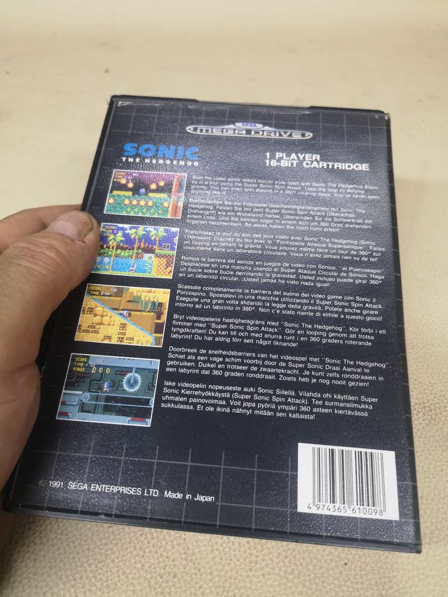 Vintage Sega Megadrive Sonic The Hedgehog Game Disk in Original Box