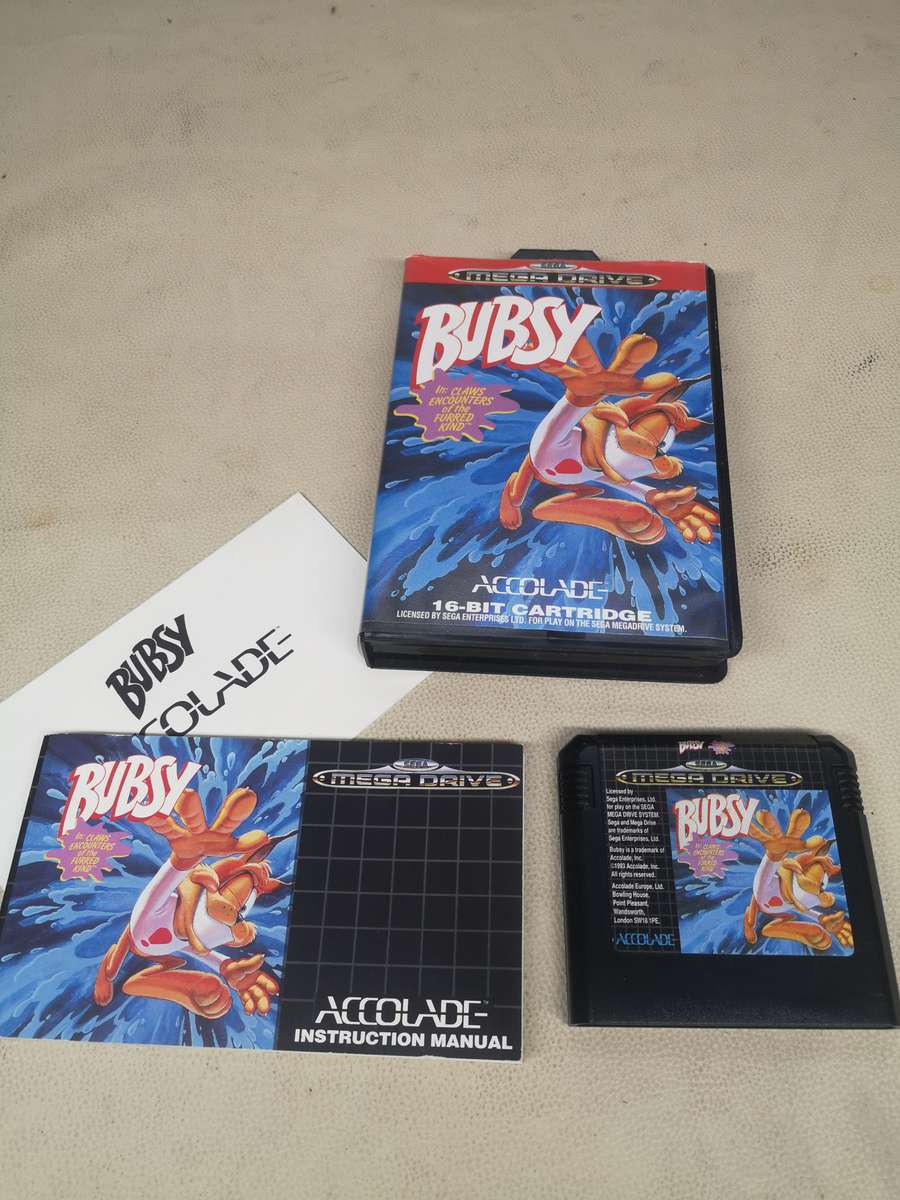 Vintage Sega Megadrive Bubsy Claws Encounters of the Furred Kind Game Disk - Complete