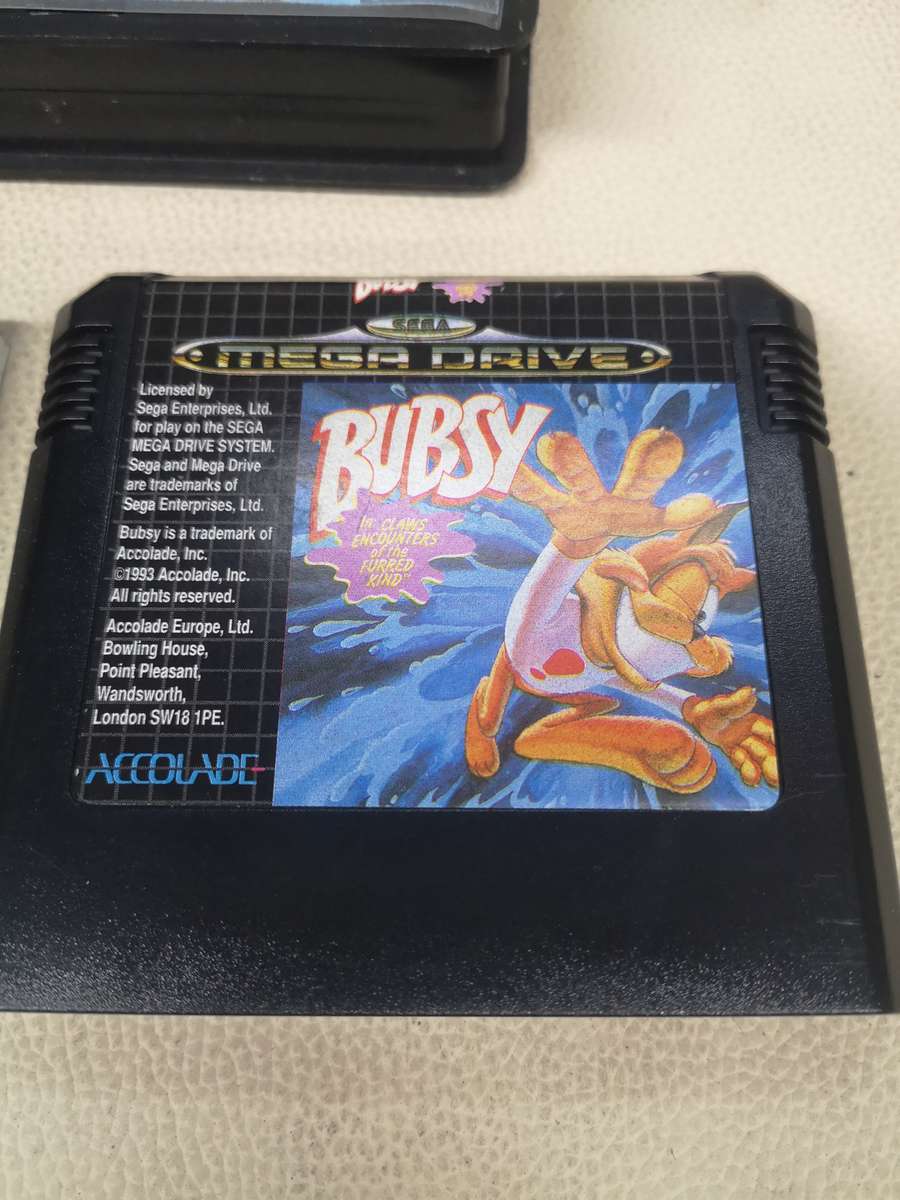 Vintage Sega Megadrive Bubsy Claws Encounters of the Furred Kind Game Disk - Complete