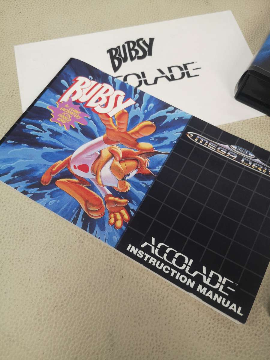 Vintage Sega Megadrive Bubsy Claws Encounters of the Furred Kind Game Disk - Complete