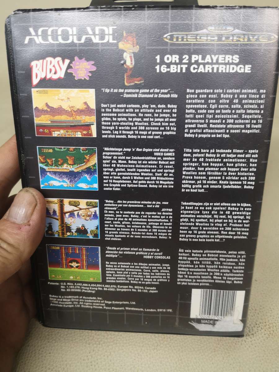 Vintage Sega Megadrive Bubsy Claws Encounters of the Furred Kind Game Disk - Complete