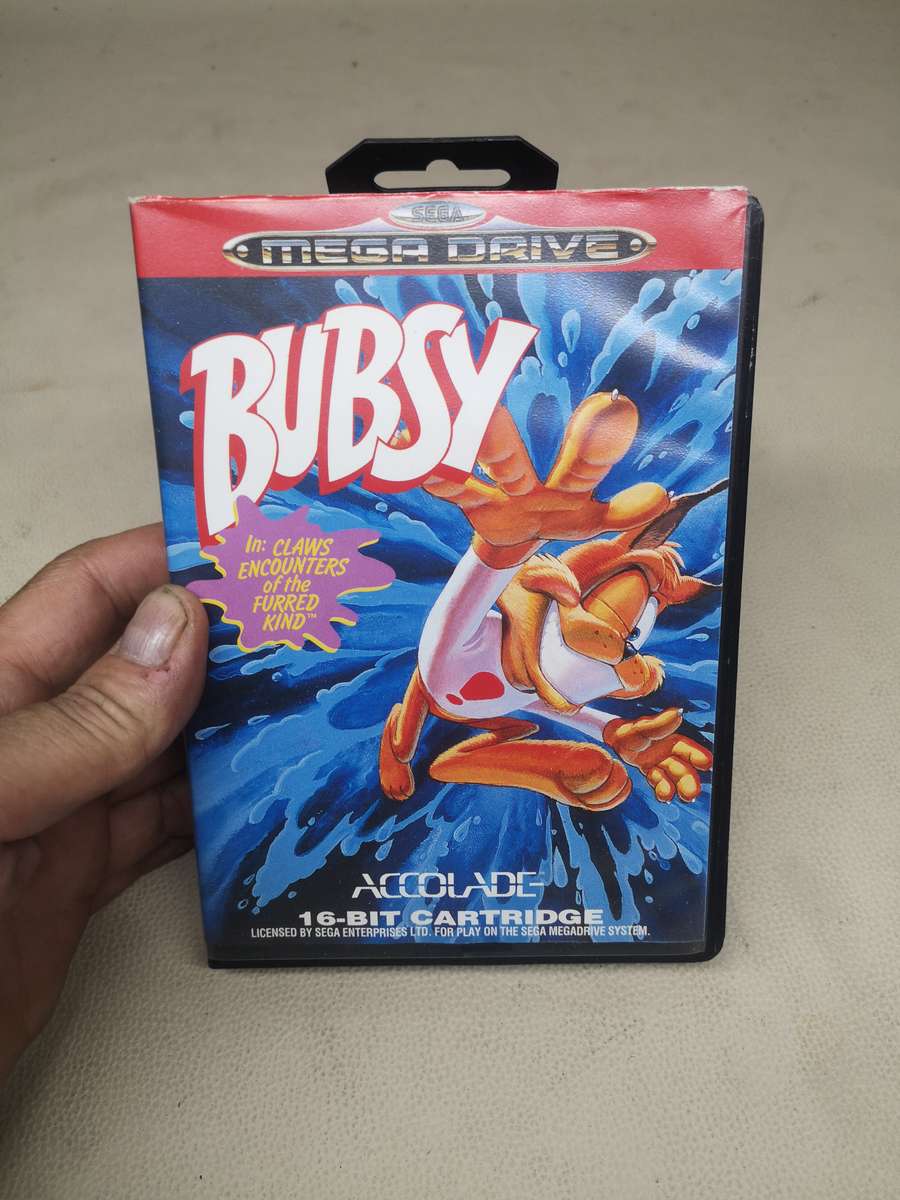 Vintage Sega Megadrive Bubsy Claws Encounters of the Furred Kind Game Disk - Complete