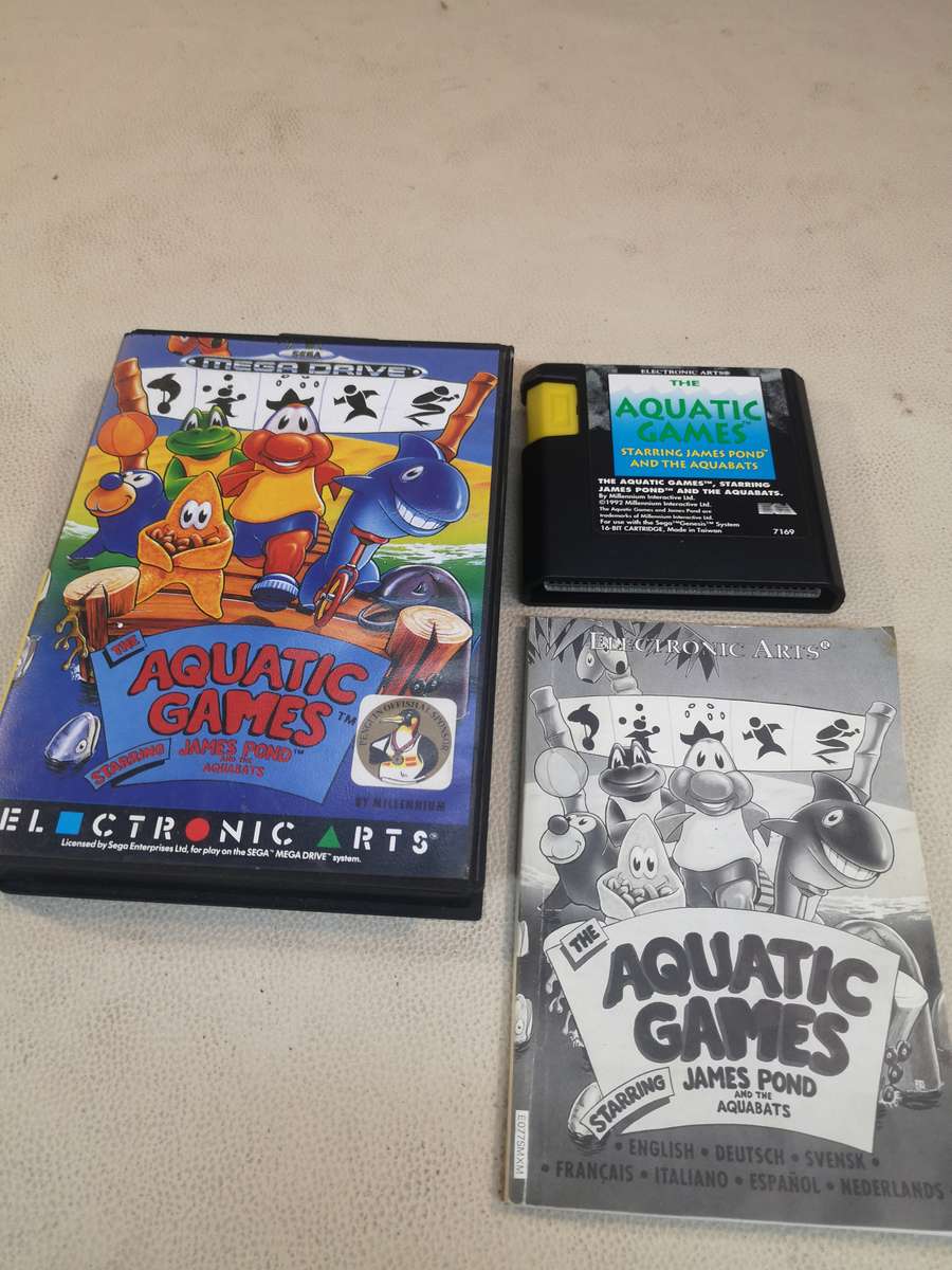 Complete Sega Mega Drive James Pond Aquatic Games The Aquabats + Box & Manual