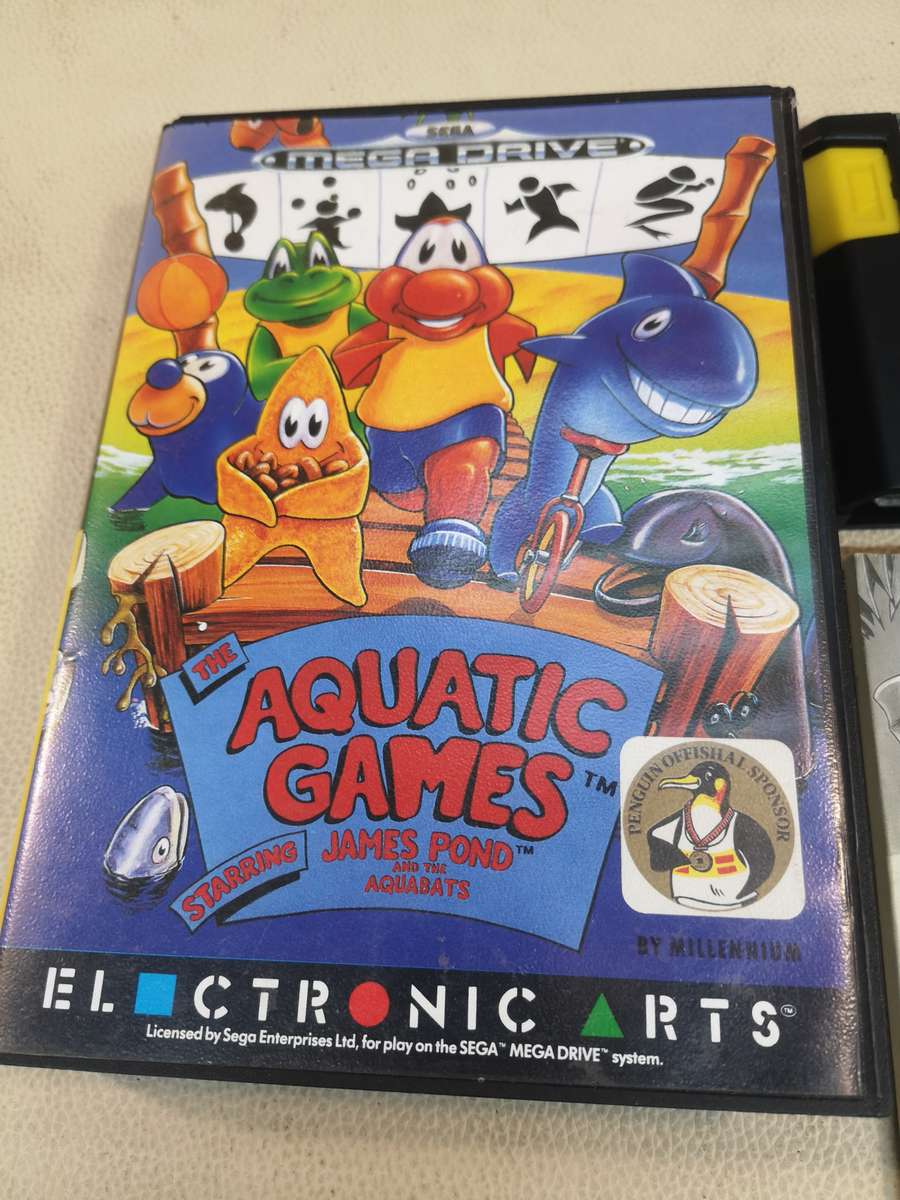 Complete Sega Mega Drive James Pond Aquatic Games The Aquabats + Box & Manual