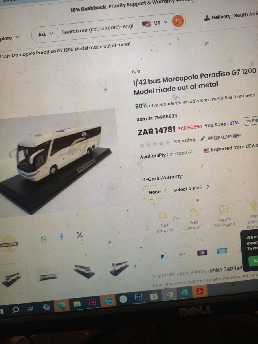 1/42 Marcopolo Bus Paradiso 1200 G7 Diecast Model - Mint Condition