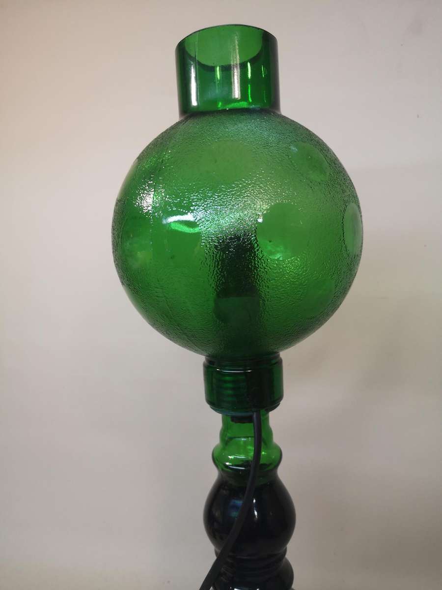 Large Vintage, Casa Vento, Chianti bottle lamp with round globe (Sealed and still full)