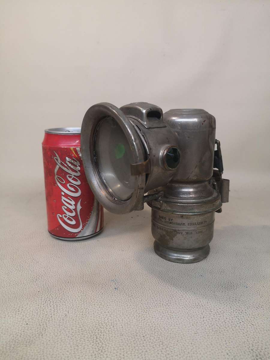 RARE ANTIQUE JOSEPH LUCAS BICYCLE OIL LAMP WITH JEWEL REFLECTORS & LENS NO.143