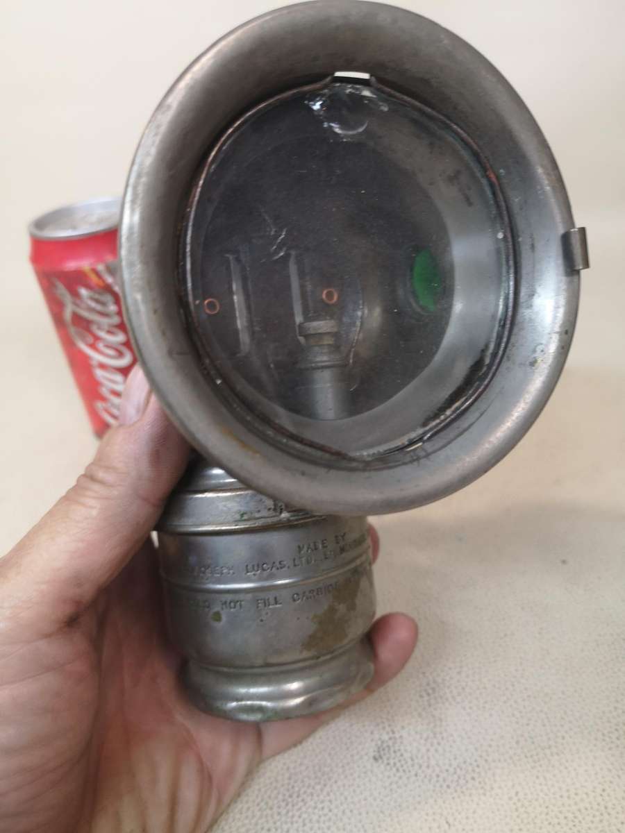 RARE ANTIQUE JOSEPH LUCAS BICYCLE OIL LAMP WITH JEWEL REFLECTORS & LENS NO.143