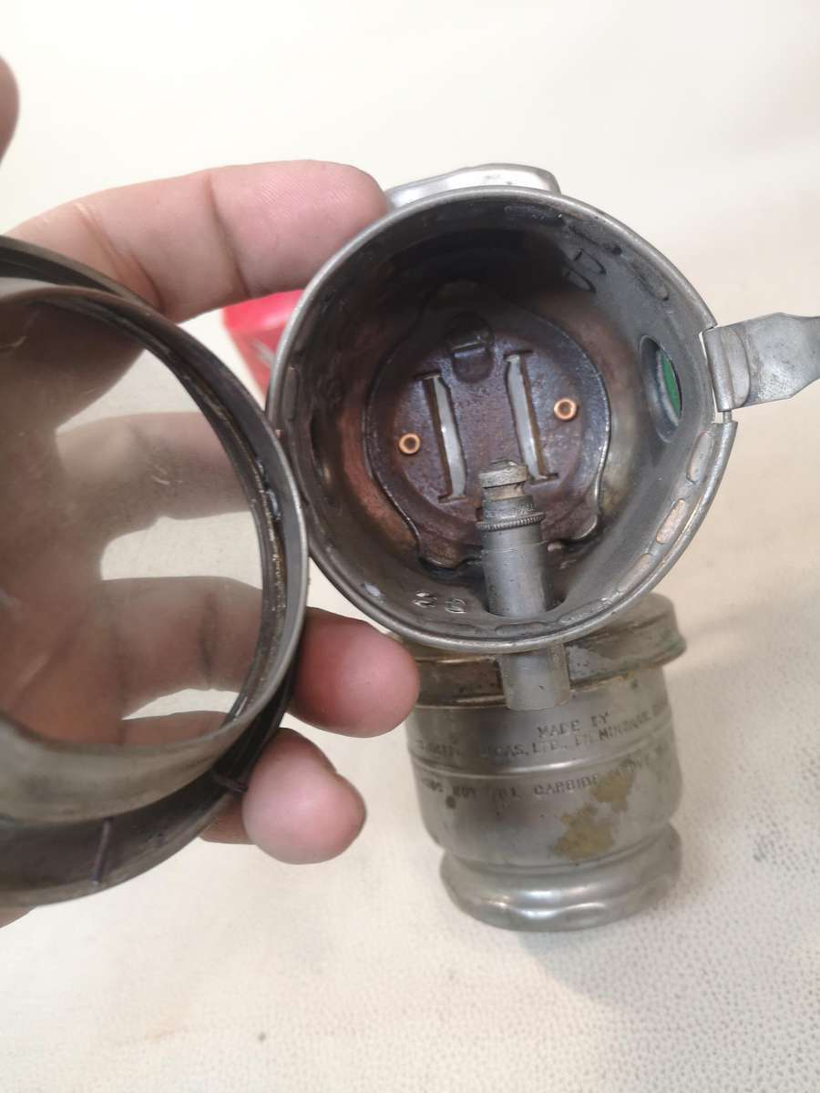 RARE ANTIQUE JOSEPH LUCAS BICYCLE OIL LAMP WITH JEWEL REFLECTORS & LENS NO.143