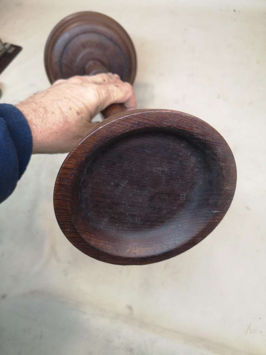 Very large Mahogany wood candle stand 540mm high