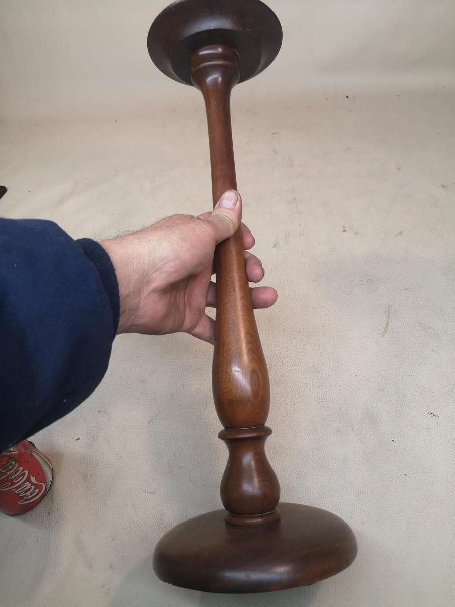 Large Mahogany wood candle stand 470mm high