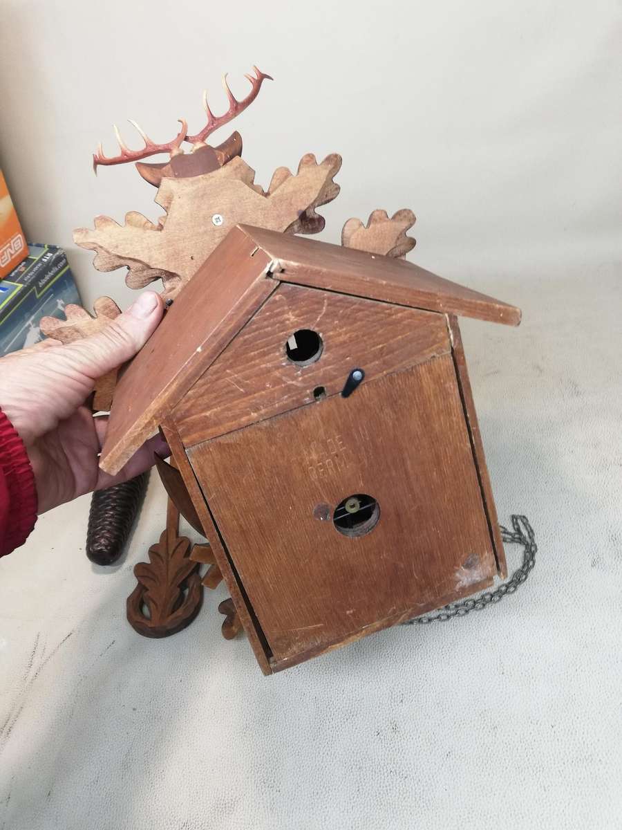 Working Large 600mm Hand-Carved Black Forest Hunter Cuckoo Clock - Germany