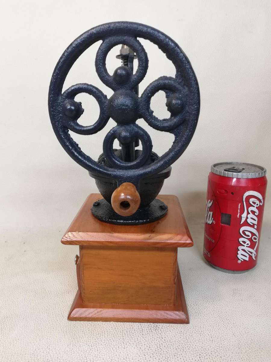 Giant Vintage Italian wooden and Cast Iron Coffee Grinder