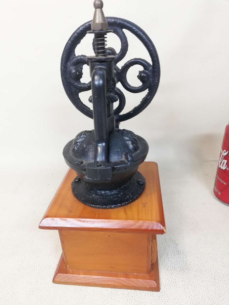 Giant Vintage Italian wooden and Cast Iron Coffee Grinder