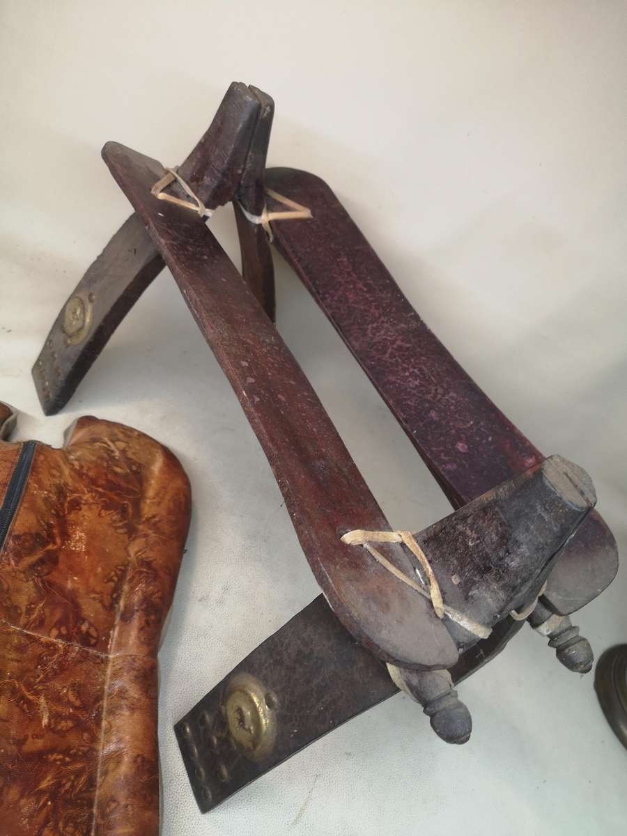 Vintage Peruvian Leather Egyptian Revival Camel Saddle Stool