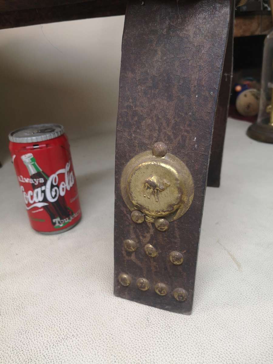 Vintage Peruvian Leather Egyptian Revival Camel Saddle Stool