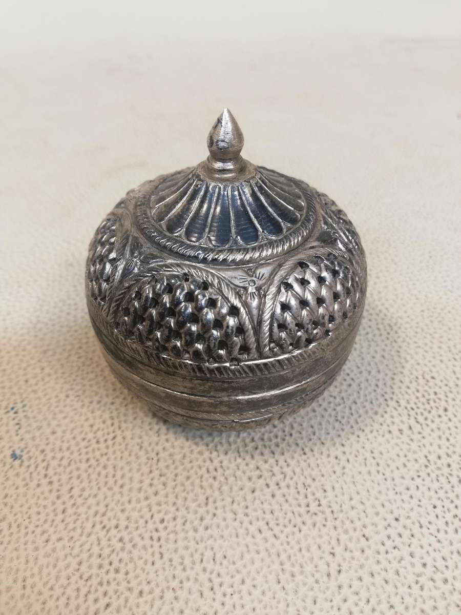 Antique 800 Silver Pill Box Marked - 78g