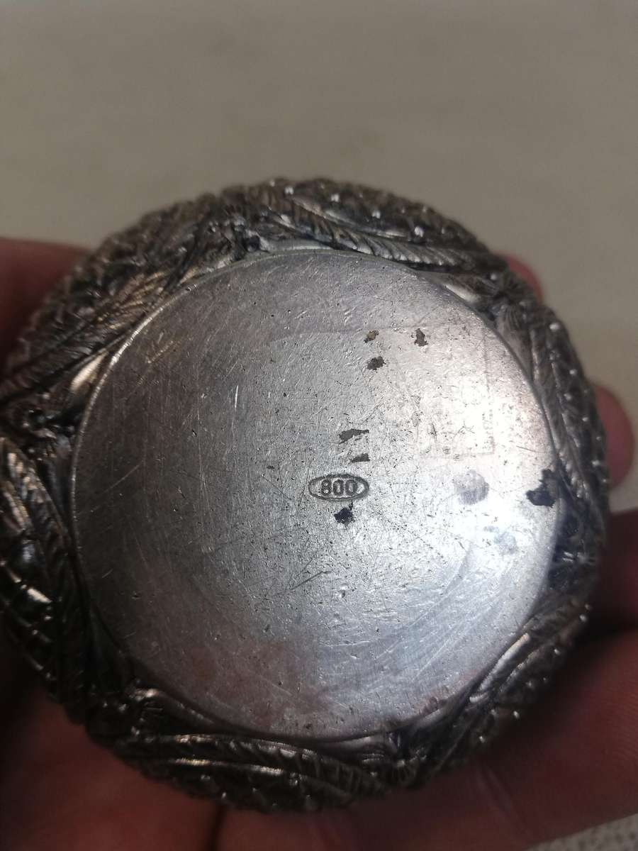 Antique 800 Silver Pill Box Marked - 78g