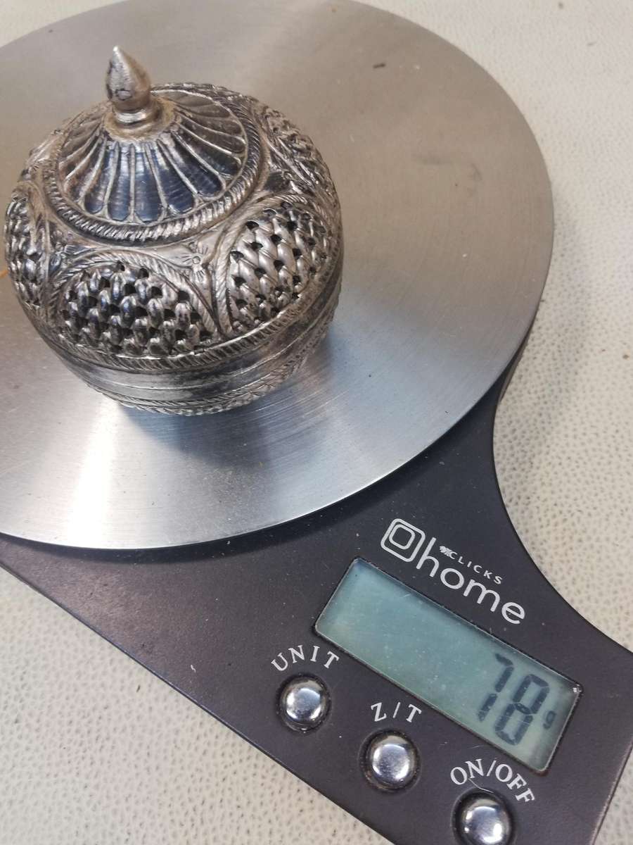 Antique 800 Silver Pill Box Marked - 78g