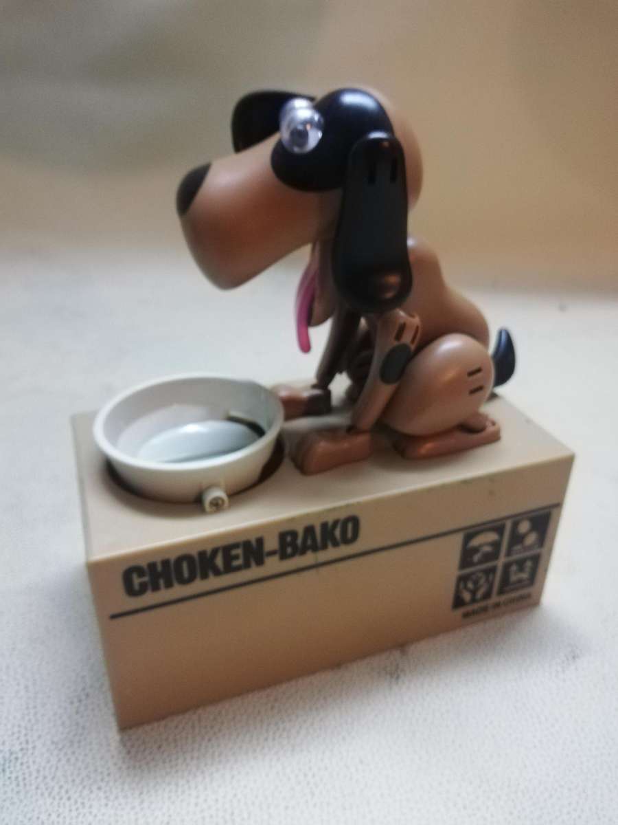 Vintage Piggy Bank Choken Bako Coin Eating Dog - Complete & Electronics Works