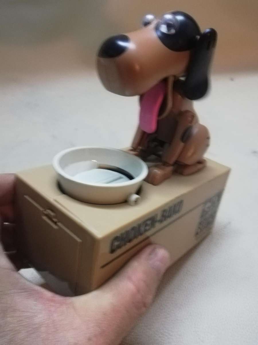 Vintage Piggy Bank Choken Bako Coin Eating Dog - Complete & Electronics Works