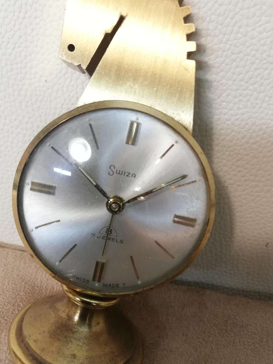 Vintage Swiza, 7 jewels - Swiss made - Messing Paardenhoofd klok