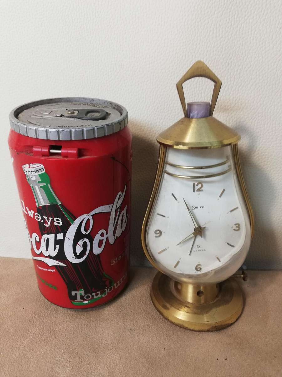 Rare Vintage Brass Swiss Uti Swiza 7 Jewel Carriage Alarm Clock