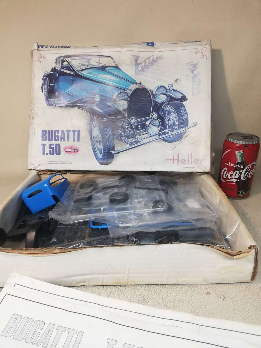 Vintage Bugatti T.50 Heller 1:24 Model Kit # 706 Complete Sealed Bags