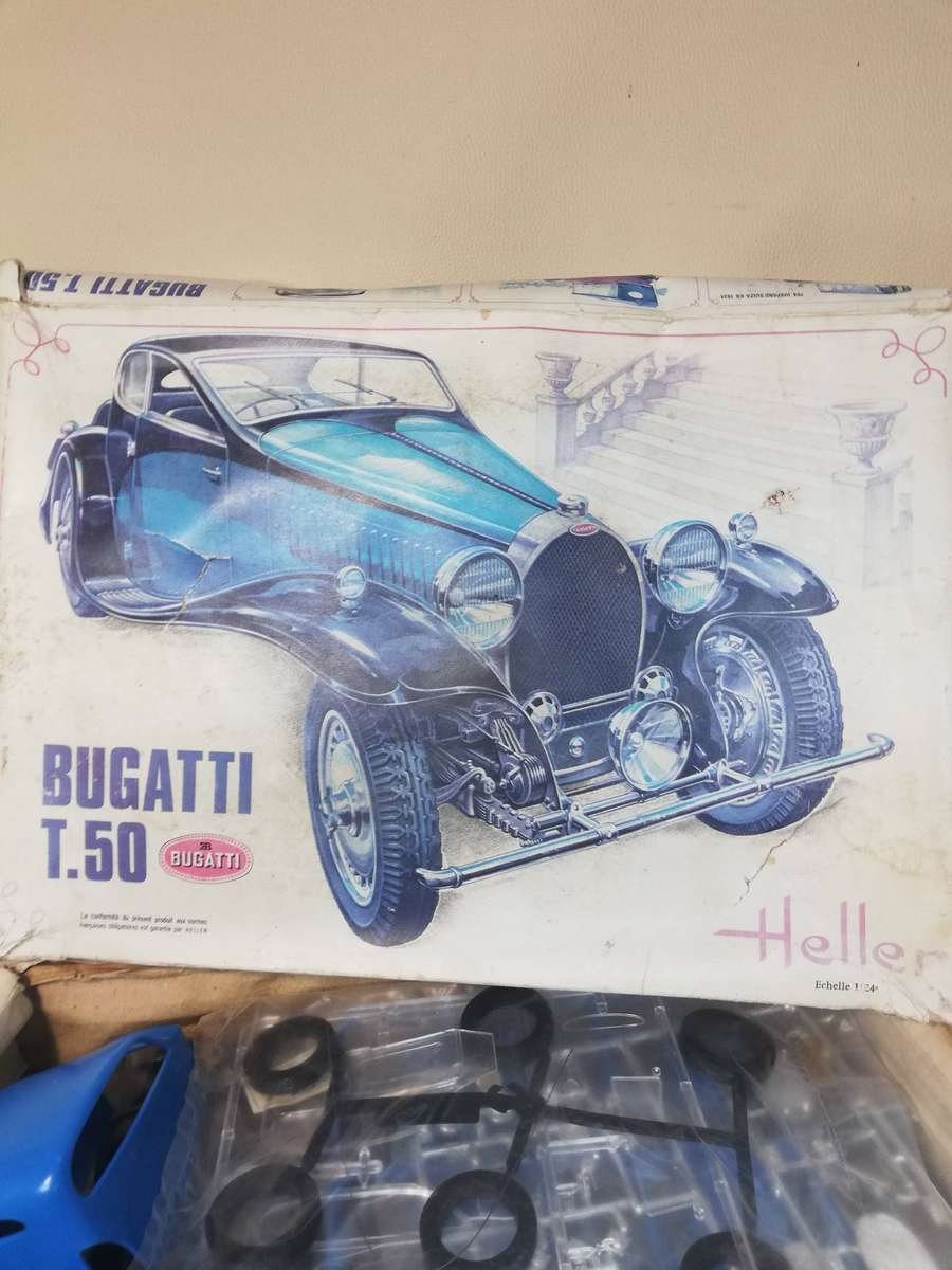 Vintage Bugatti T.50 Heller 1:24 Model Kit # 706 Complete Sealed Bags