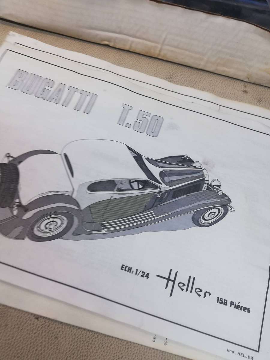 Vintage Bugatti T.50 Heller 1:24 Model Kit # 706 Complete Sealed Bags