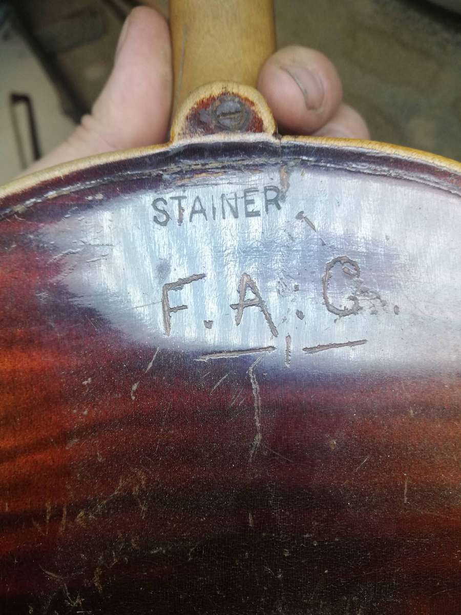 Antique Violin Marked "Stainer" with case and bow for restoration