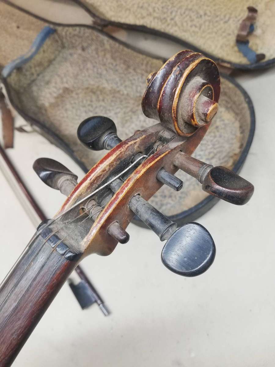 Antique Violin Marked "Stainer" with case and bow for restoration