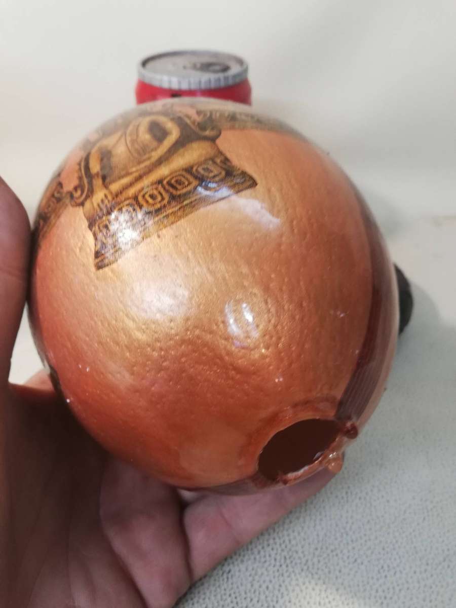 Buddha Theme Art Ostrich Egg with Hand Carved Stand