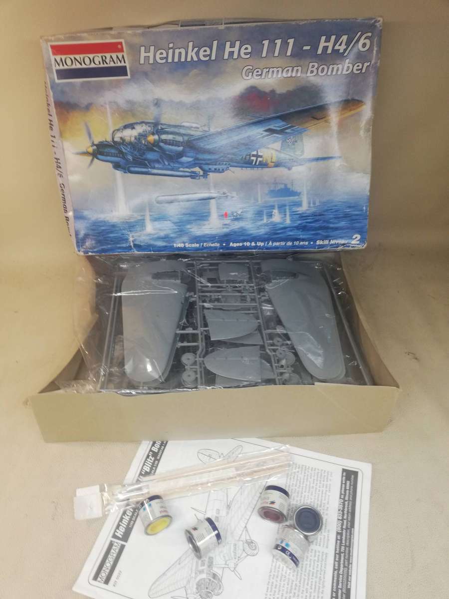 Complete 1/48 Heinkel HE 111 German Torpedo Bomber by Monogram Building Kit