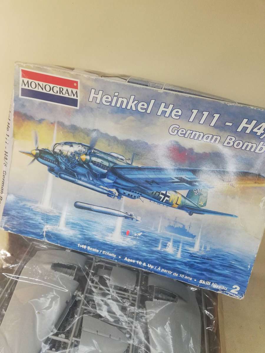 Complete 1/48 Heinkel HE 111 German Torpedo Bomber by Monogram Building Kit