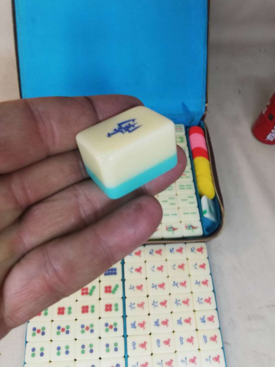 Vintage 1950's Mah Jongg Set - 148 Bakelite Tiles - in a Zipper Case