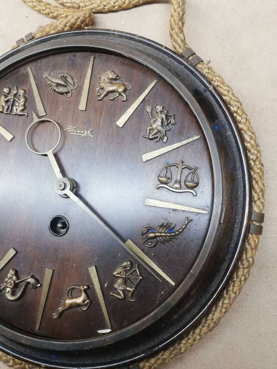 VINTAGE ART DECO KIENZLE ZODIAC SIGNS WALL CLOCK HEINRICH MOELLER