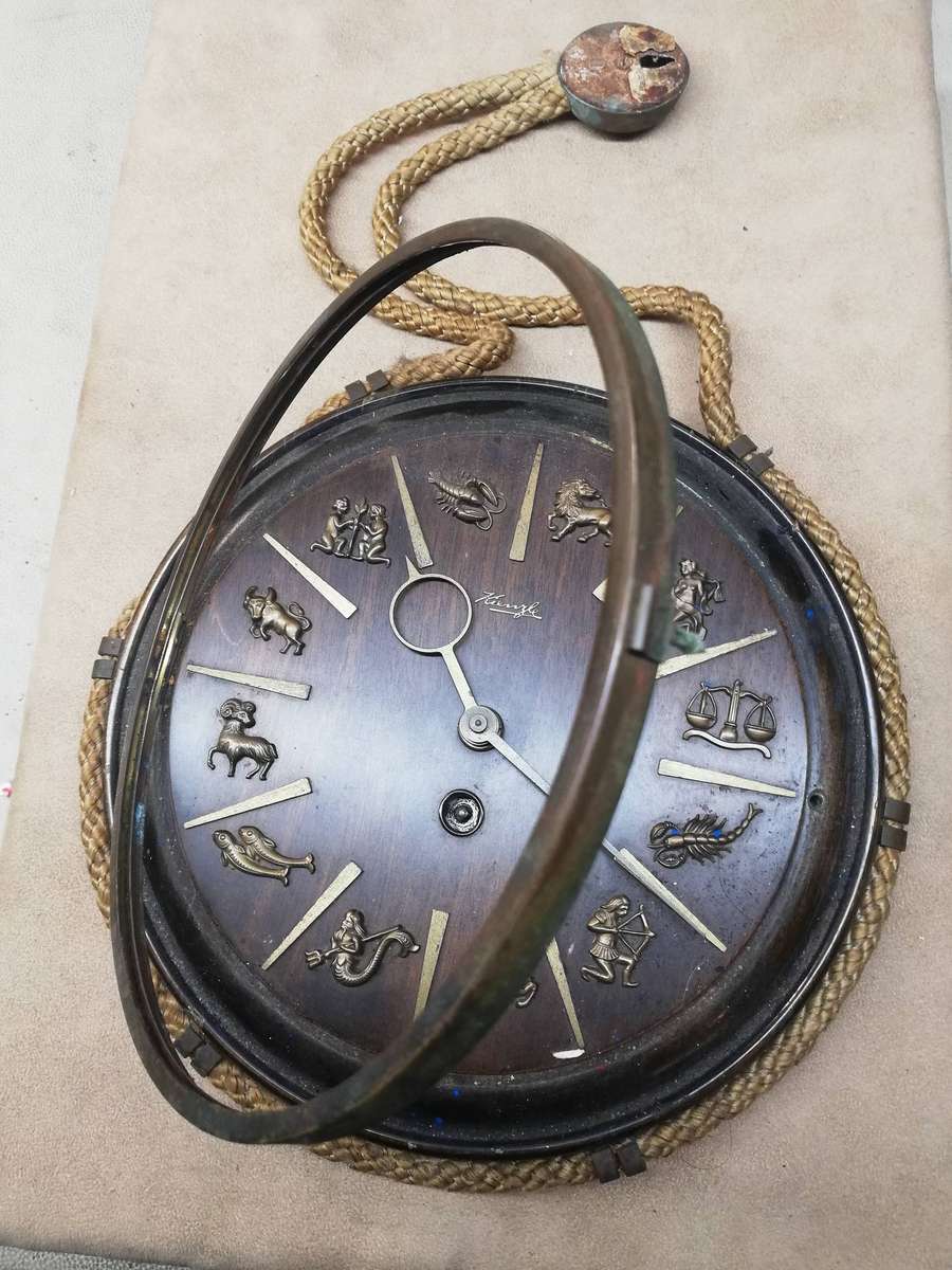 VINTAGE ART DECO KIENZLE ZODIAC SIGNS WALL CLOCK HEINRICH MOELLER