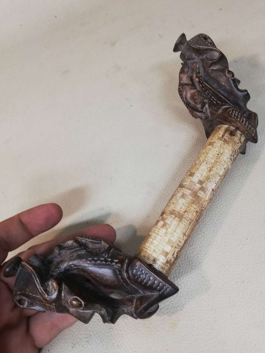 Vintage Indonesian Toba Batak Tribe Ceremonial Medicine Container, Bone and Wood