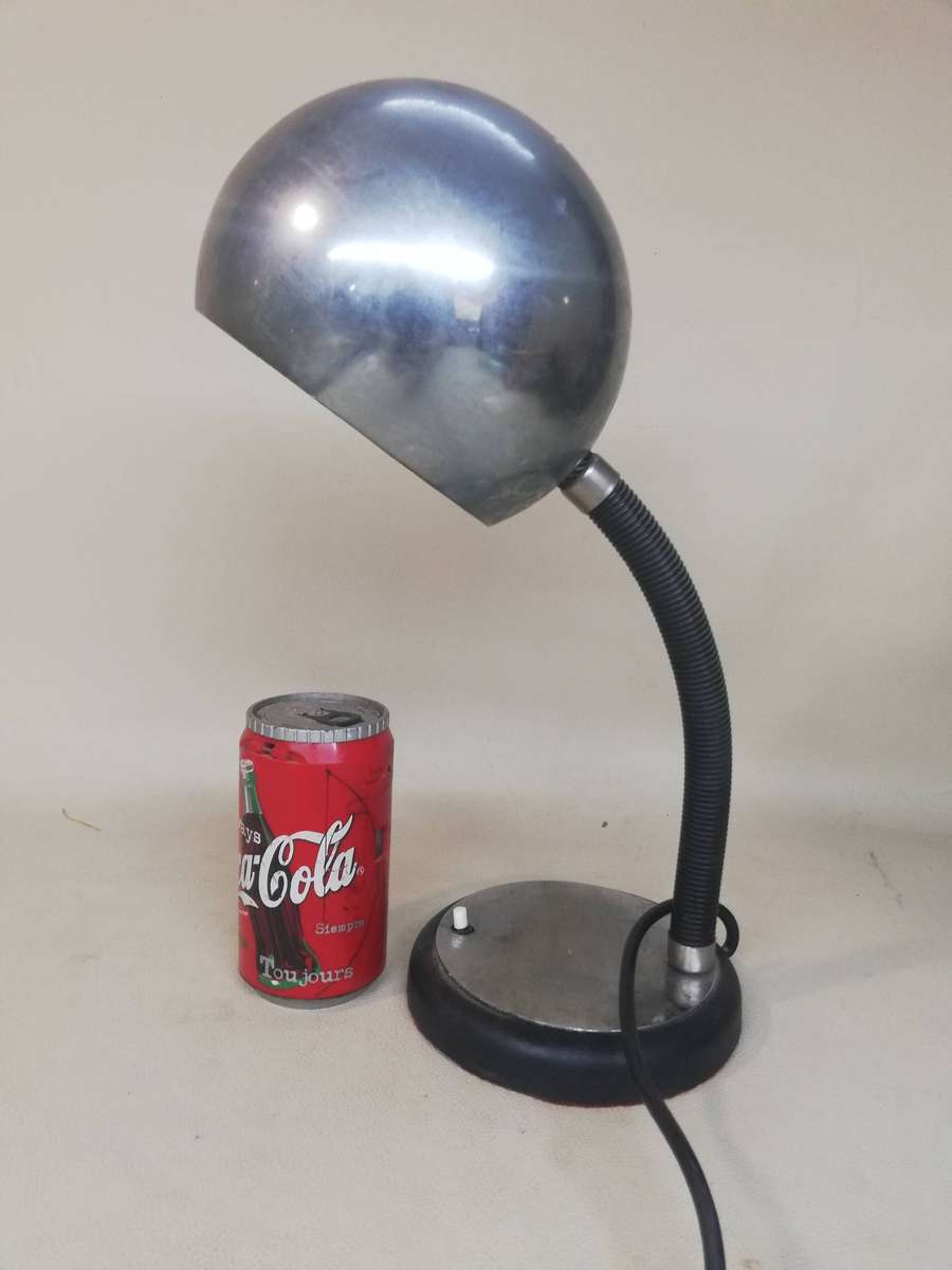 Vintage Mid-Century Space Age Chrome Eyeball Gooseneck Desk Lamp