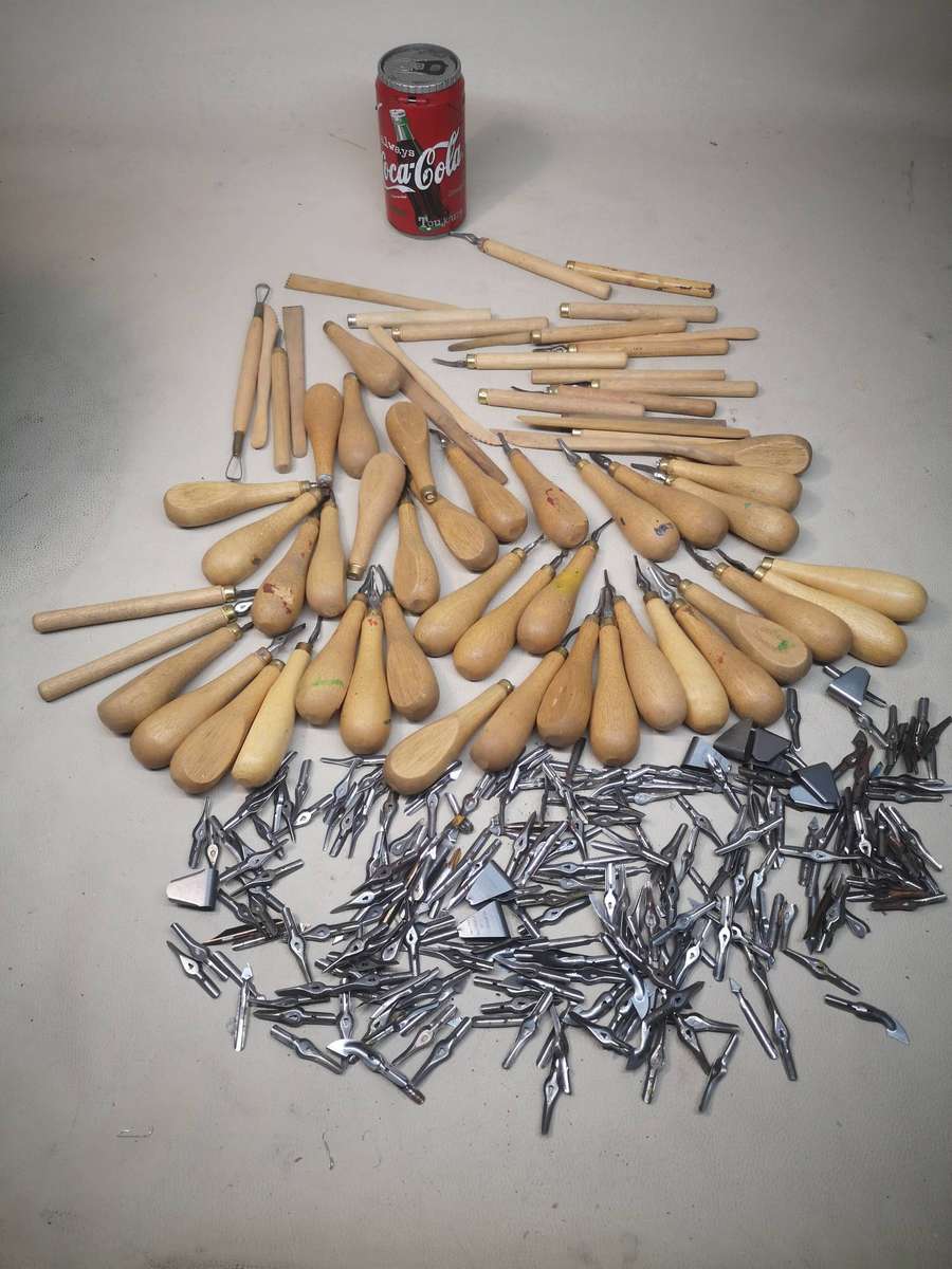 Massive Bundle of Vintage William Mitchell Lino Cutting Tools Made In England